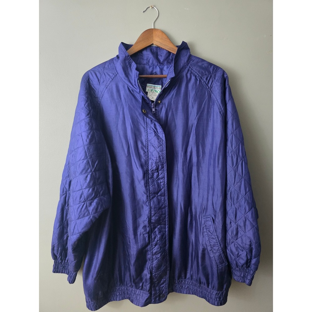 Whitefish Bay Vintage Purple 100% Silk Quilted Sleeve Jacket Plus Size 2X